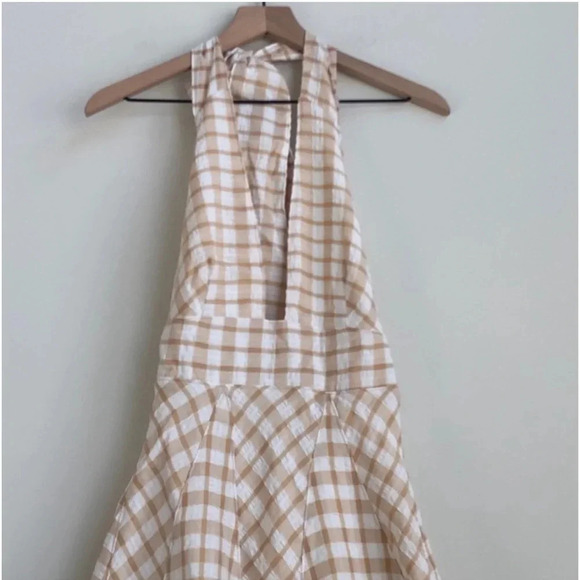 New Free people do the twist halter gingham plaid tea ob1120396 dress retro - Picture 6 of 14